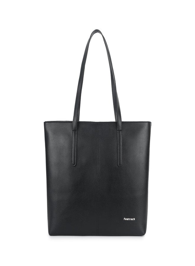 Fastrack Casual Tote Bag For Girls, Large Size With A Zipper Closure And Padded Laptop Compartment, Compatible With Laptops Up To 15 Inches, Double Handle Tote Bag, Black - Image 1